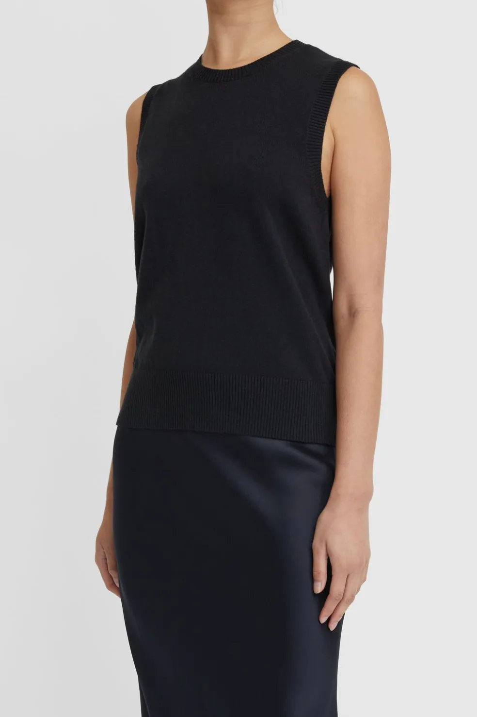 Cotton Cashmere Crew Neck Tank