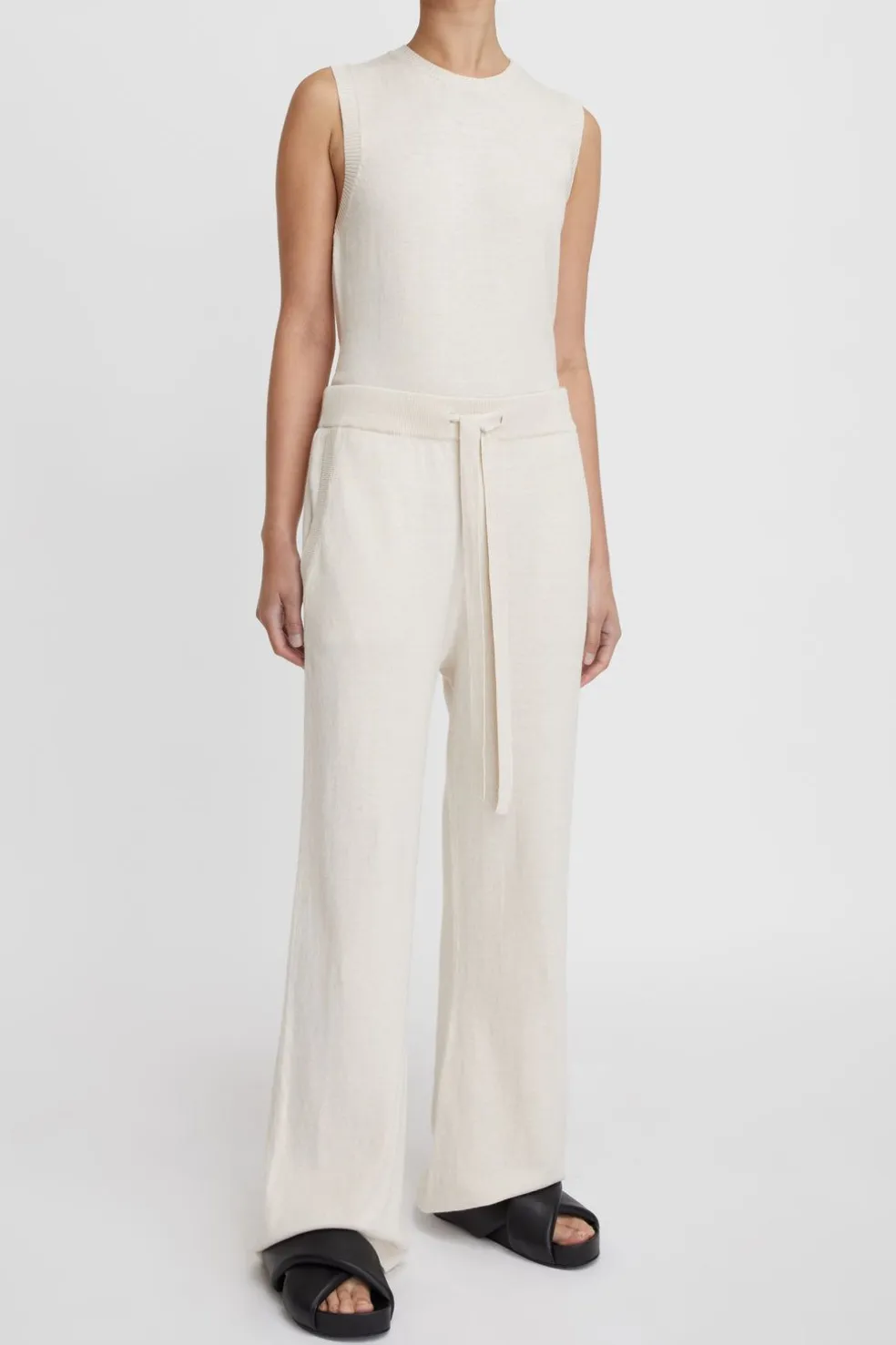 Cotton Cashmere Wide Leg Pant