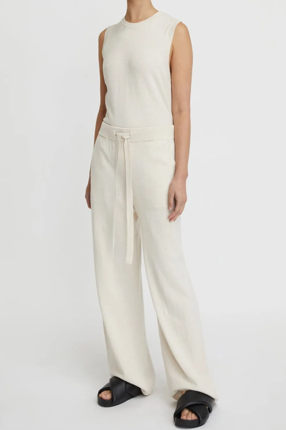 Cotton Cashmere Wide Leg Pant