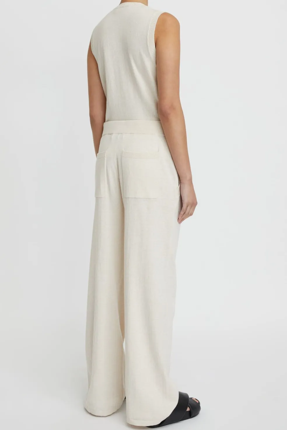 Cotton Cashmere Wide Leg Pant